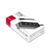 AXAGON HUE-S2C, 4x USB 3.0 CHARGING hub, złącze zasilania micro USB, kabel USB-C 40cm