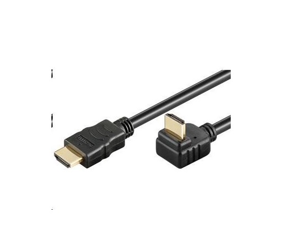 PremiumCord HDMI High Speed+Ethernet kabel, zlacený zahnutý konektor 270° 2m