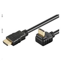 PremiumCord HDMI High Speed+Ethernet kabel, zlacený zahnutý konektor 270° 1m