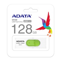 ADATA Flash Disk 128GB UV320, USB 3.1 Dash Drive, bílá/zelená