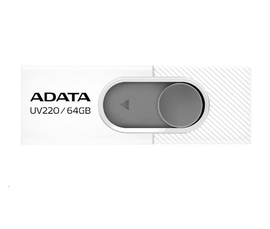 ADATA Flash Disk 64GB UV220, USB 2.0 Dash Drive, bílá/šedá