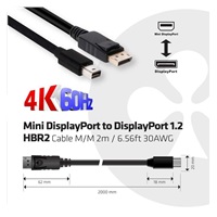 Club3D Kabel Mini DisplayPort na DisplayPort 1.2 4K60Hz UHD obousměrný, (M/M), 2m