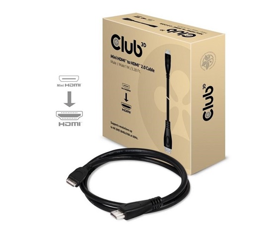 Club3D Kabel Mini HDMI na HDMI 2.0 4K60Hz UHD, (M/M), 1m