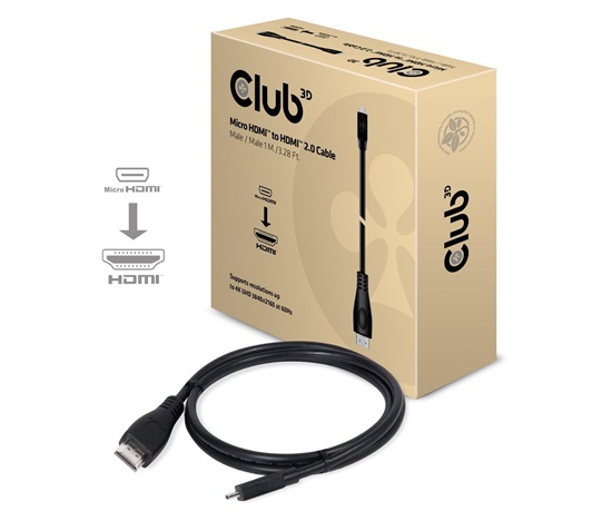 Club3D Kabel Micro HDMI na HDMI 2.0 4K60Hz UHD, (M/M), 1m