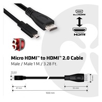 Club3D Kabel Micro HDMI na HDMI 2.0 4K60Hz UHD, (M/M), 1m