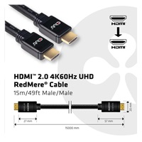 Club3D HDMI 2.0 MALE TO HDMI 2.0 MALE  High Speed 4K UHD  Active - Redmere 15m/49.2ft, 28 AWG