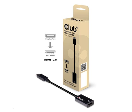 Club3D DISPLAY PORT 1.4 MALE TO HDMI 2.0a FEMALE 4K 60HZ UHD/ 3D ACTIVE ADAPTER - HDR SUPPORT