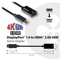 Club3D DISPLAY PORT 1.4 MALE TO HDMI 2.0a FEMALE 4K 60HZ UHD/ 3D ACTIVE ADAPTER - HDR SUPPORT