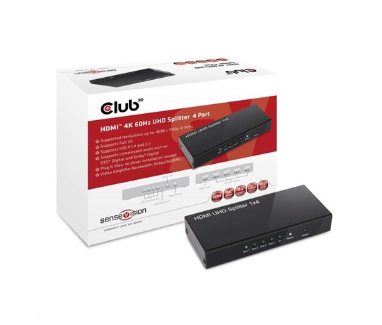 Club3D Video splitter 1:4 HDMI 2.0 4K60Hz UHD, 4 porty