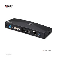 Club3D Dokovací stanice USB-A 8v1, 1xDP, 1xHDMI, 1xDVI-D, 3xUSB, 1xRJ45, 1x3.5mm, černá