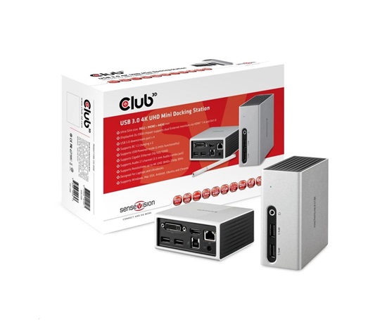 Club3D Mini dokovací stanice USB 3.2 4K30Hz UHD (HDMI/DVI/4x USB 3.1/Ethernet/Audio)