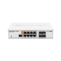 MikroTik Cloud Router Switch CRS112-8P-4S-IN, 400MHz CPU, 128MB RAM, 8xLAN, PoE max. 67W, 4xSFP slot, vč. L5 licence