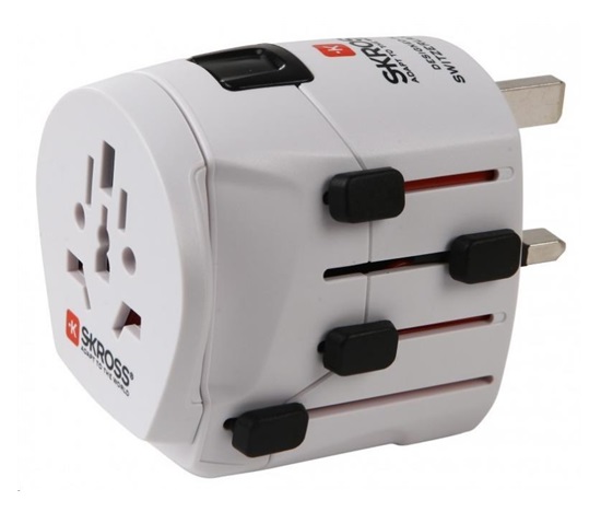 SKROSS cestovní adaptér PRO World, 6.3A max., uzemněný, vč. adaptéru pro ostatní vidlice, univerzální pro celý svět
