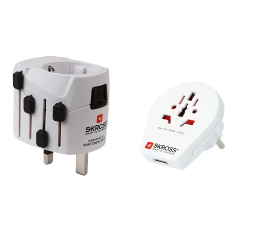 SKROSS cestovní adaptér PRO World & USB, 6,3A max., uzemněný, vč. univerzální USB nabíječky, pro celý svět
