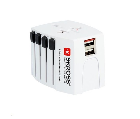 SKROSS cestovní adaptér MUV USB, 2x USB-A, univerzální pro 150 zemí