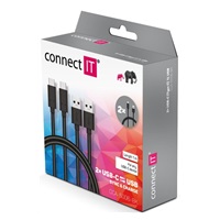 CONNECT IT Wirez USB-C (Type C) -> USB-A, USB 3.1 Gen 1, černý, 1 m (2 ks v balení)