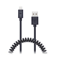 CONNECT IT Wirez Apple Lightning - USB spirálový flexibilní kabel, 1,2 m, černý
