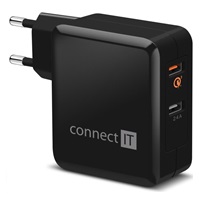 CONNECT IT QUICK CHARGE 3.0 nabíjecí adaptér 2x USB (3,4A), QC 3.0, černý