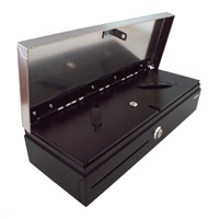 Virtuos pokladní zásuvka flip-top FT-460C2 - s kabelem, se zamykacím krytem, NEREZ víko, černá