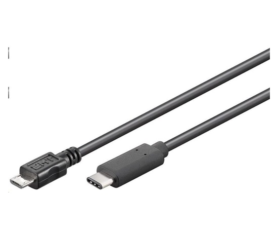 PremiumCord Kabel USB 3.1 konektor C/male - USB 2.0 Micro-B/male, černý, 0,6m