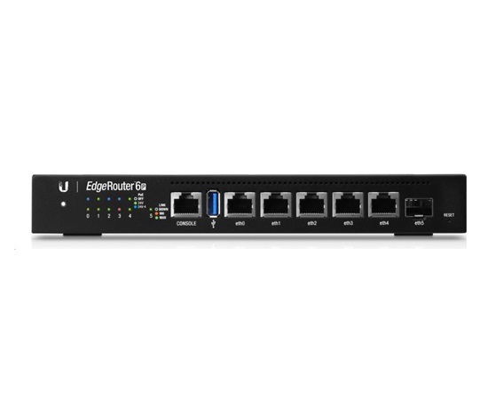 UBNT EdgeMAX EdgeRouter 6 PoE [1GHz quad-core CPU, 1GB RAM, PoE, EdgeOS, 5 gigabitové porty + 1xSFP slot, fanless]