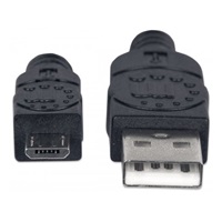 MANHATTAN Kabel propojovací USB 2.0  A Male / Micro-B Male, 1.8m, černý