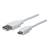 MANHATTAN Kabel propojovací USB 2.0  A Male / Micro-B Male, 1.8m, bílý
