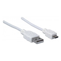 MANHATTAN Kabel propojovací USB 2.0  A Male / Micro-B Male, 1.8m, bílý